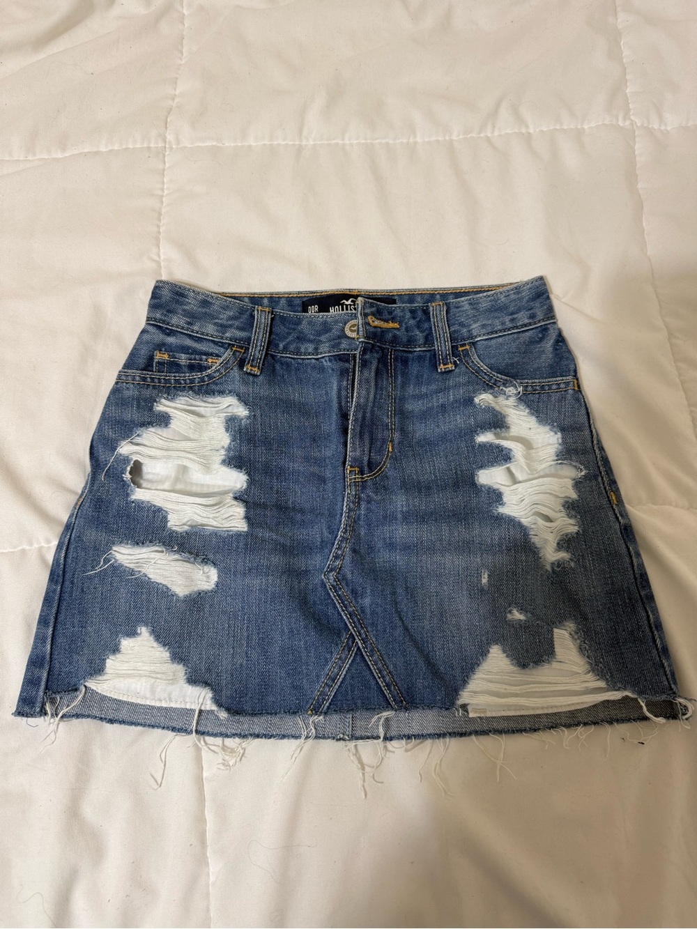 Hollister Distressed Denim Mini Skirt - Blue